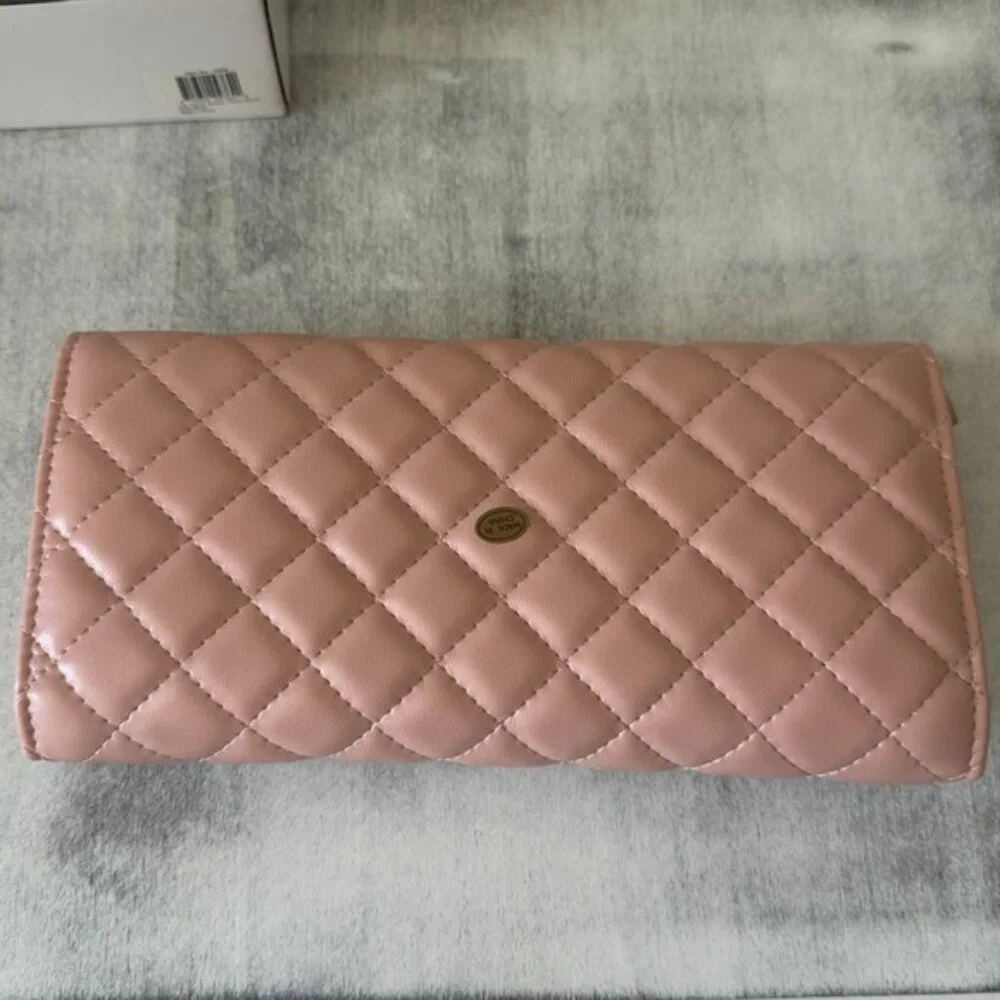 BROUK AND CO Leo Travel Jewelry Clutch Case Quilt Foldable Pink